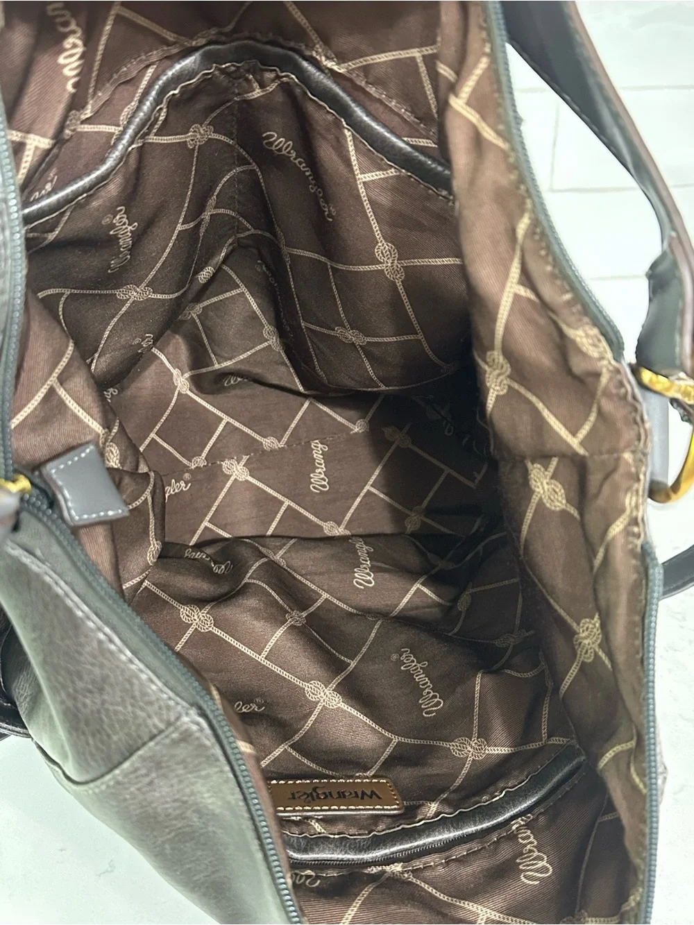 Wrangler Gray Faux Leather Shoulder Bag